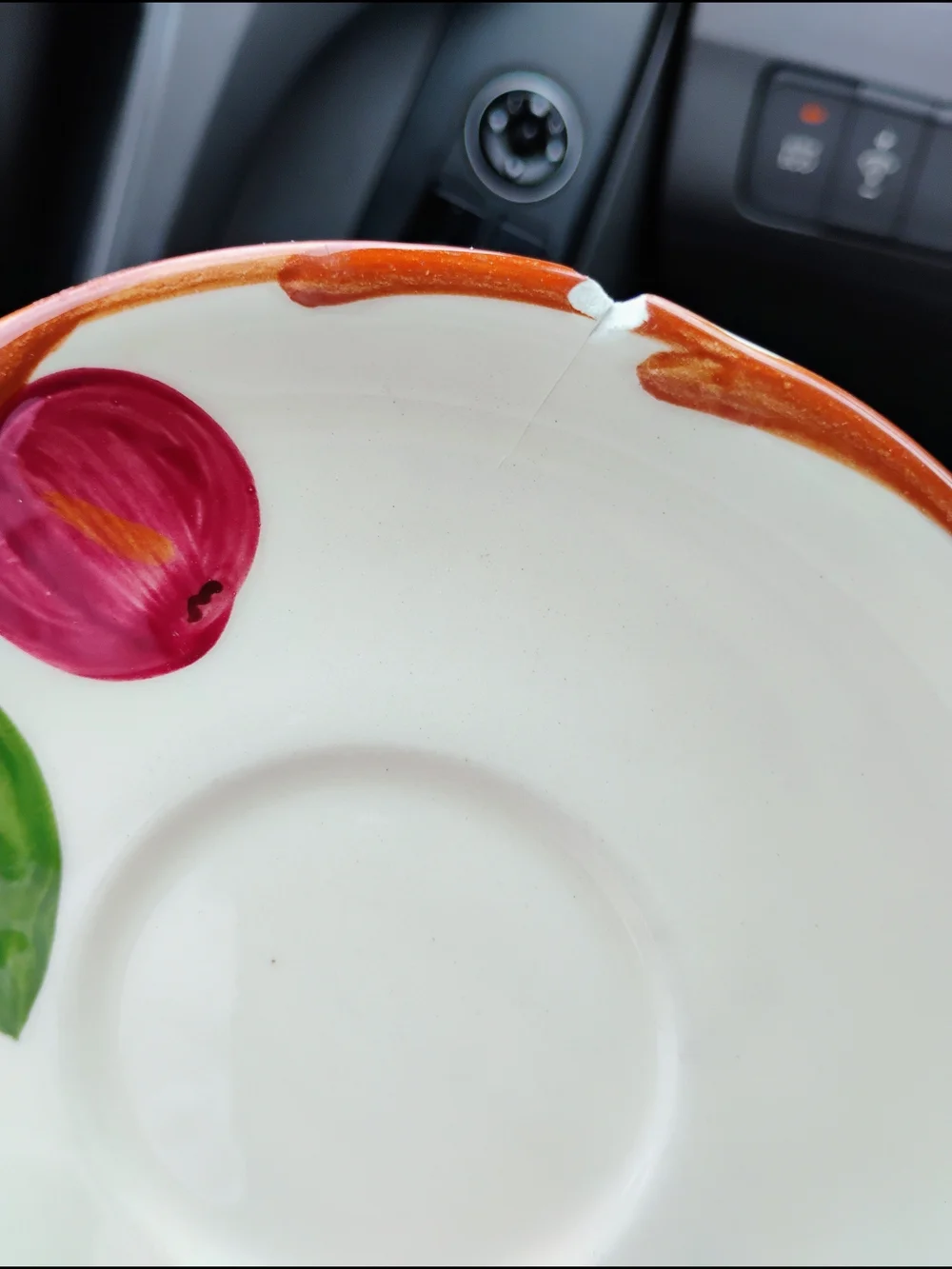 Vintage Franciscan Hand-Painted Fruit Saucer in Cream, Red, Green